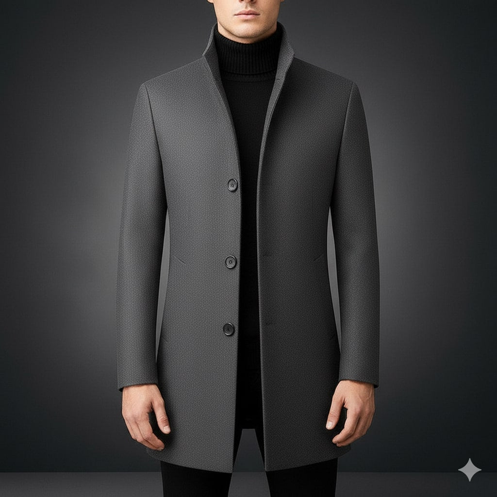 Ramiro Men’s Wool Coat – Tailored Soft Winter Long Overcoat