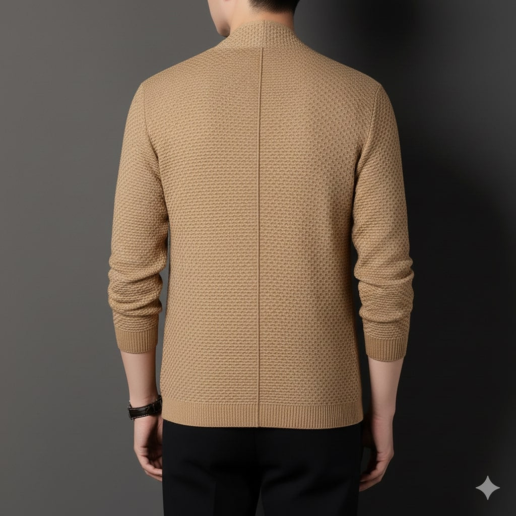 Inigo Men’s Jacquard Knit Cardigan – Soft Touch Embossed Cotton Cardigan