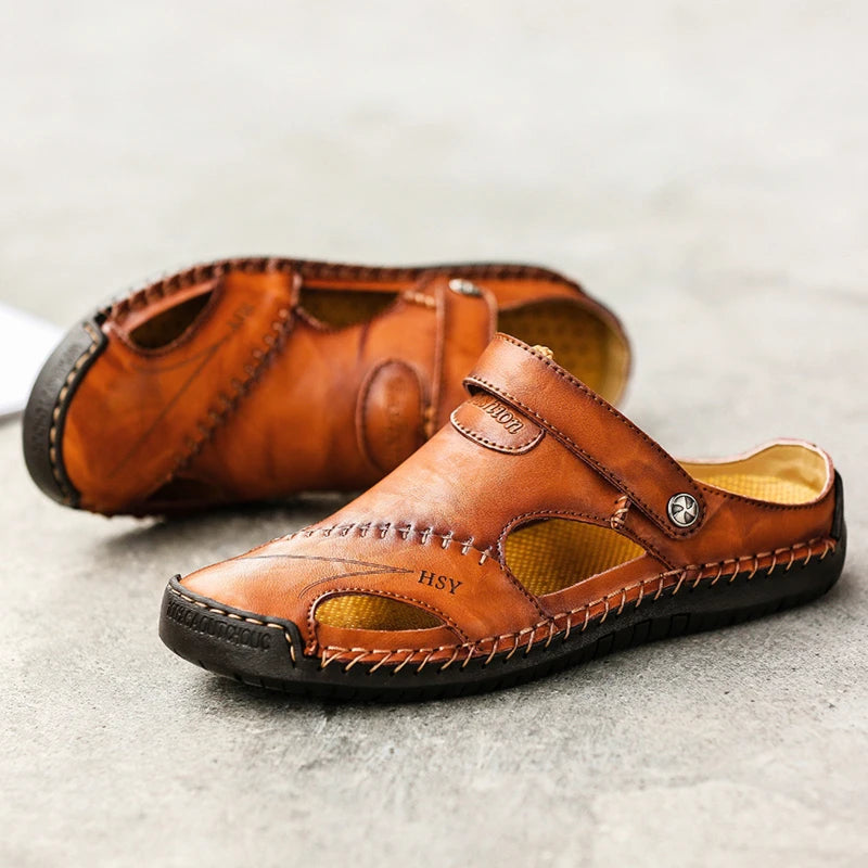 Giovanni Genuine Leather Sandals — Hand-Stitched Casual Summer Footwear