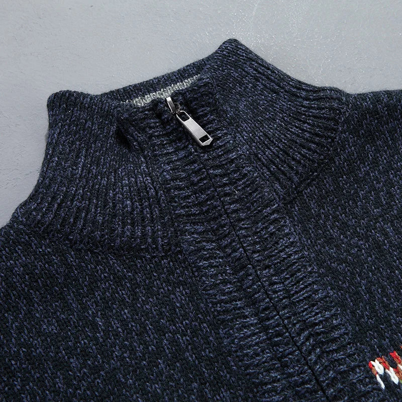 Cris Men's Christmas Sweater – Wool Knit Quarter-Zip Sweater