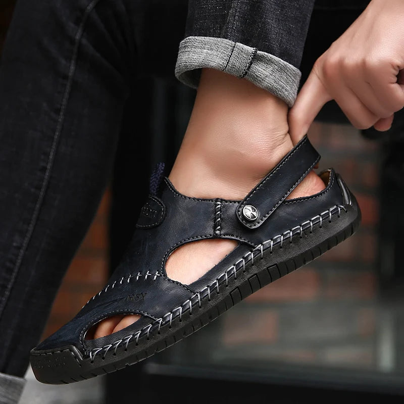Giovanni Genuine Leather Sandals — Hand-Stitched Casual Summer Footwear