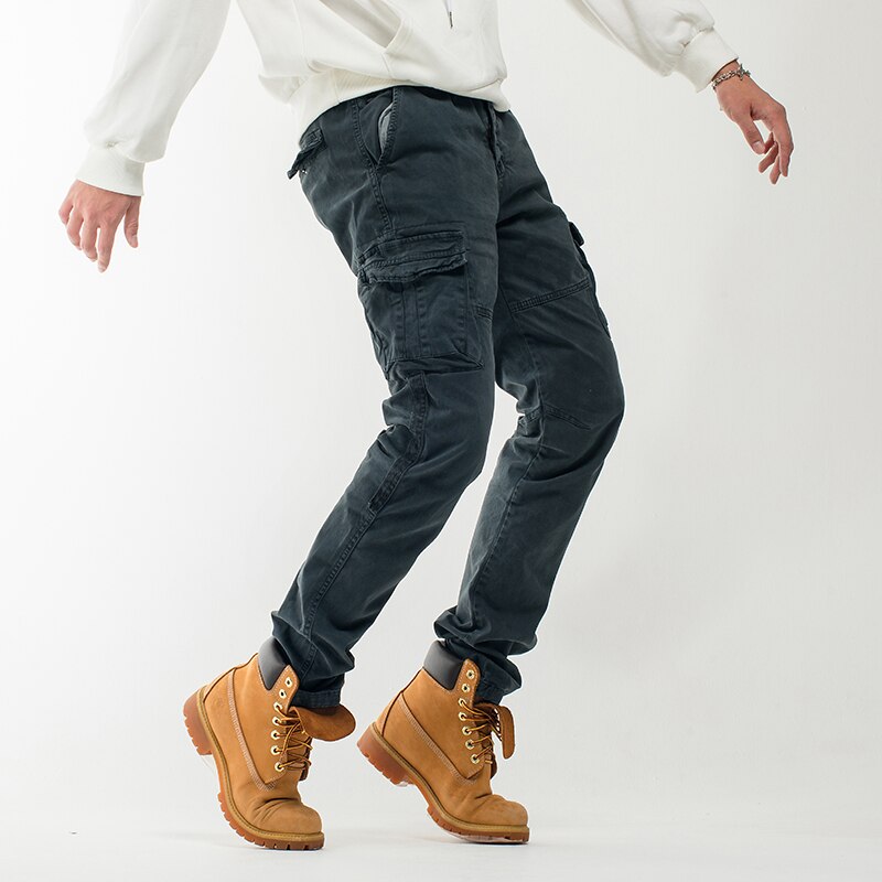 Griffin Men’s Cargo Pants – Vintage Cotton Tactical Trousers with Drawstring Waist