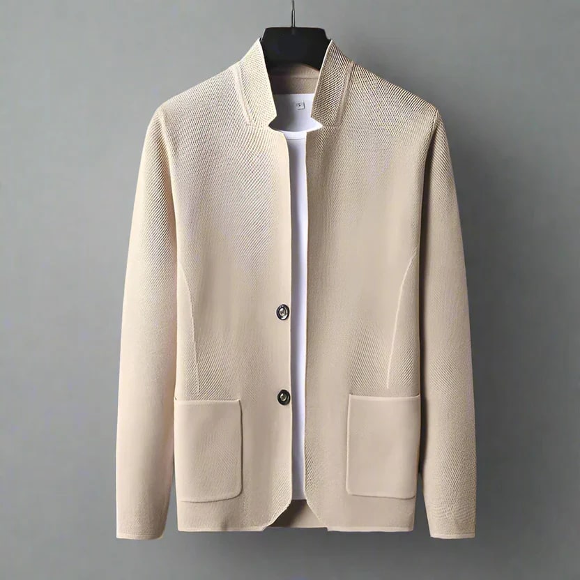 Gilbert Men’s Knit Cardigan – Italian-Style with Mandarin Collar