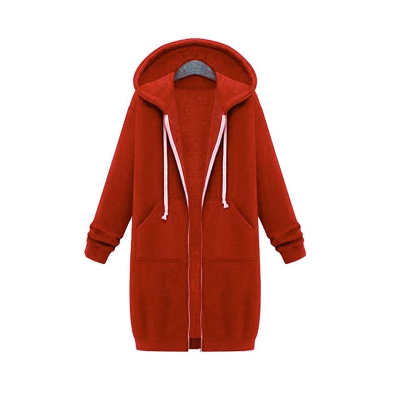 Edyth Women’s Longline Zip Hoodie – Relaxed Fit with Extended Length & Pockets