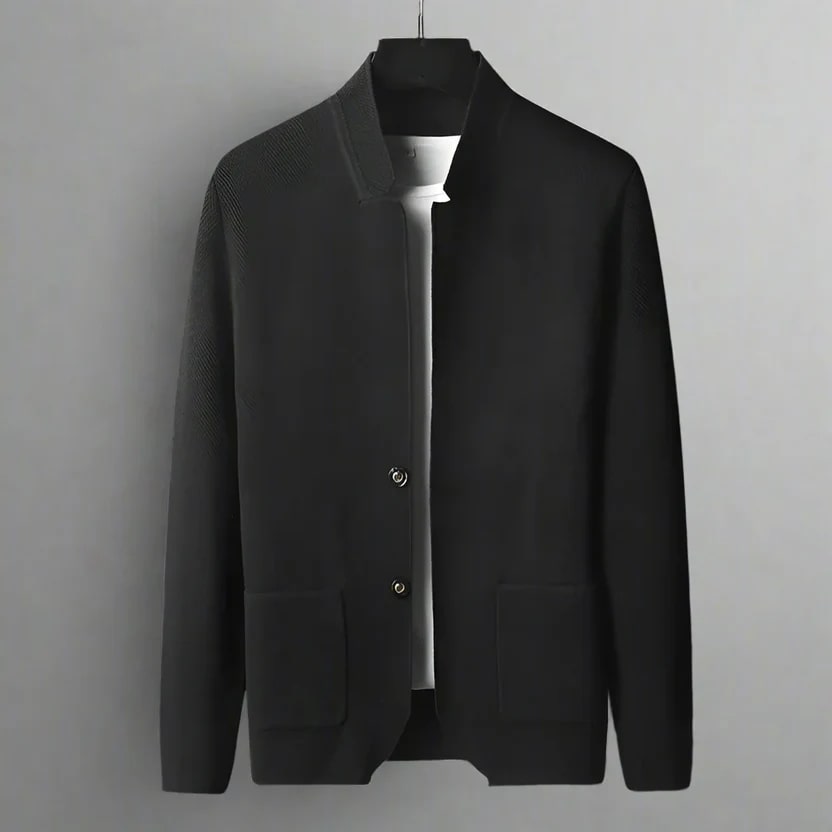 Gilbert Men’s Knit Cardigan – Italian-Style with Mandarin Collar