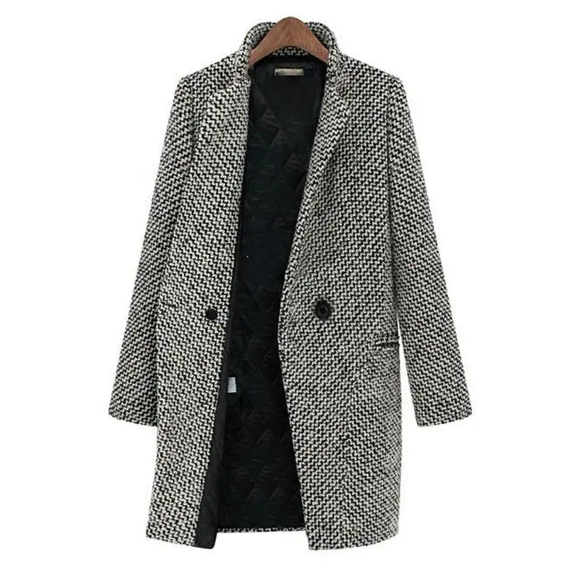 Saralyn Women’s Winter Coat – Longline Wool Blend Overcoat with Slim Fit