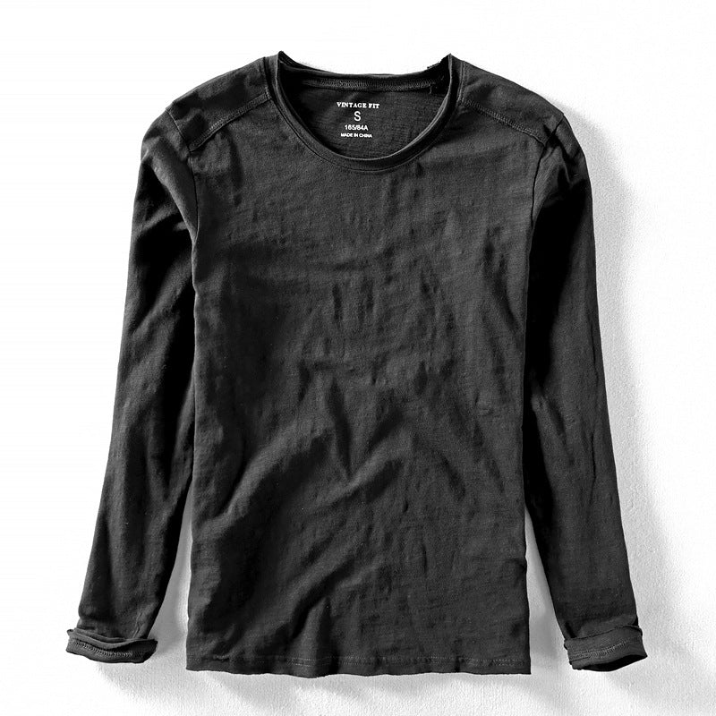 Hayden Men’s Long Sleeve Shirt – Japanese Organic Cotton with Minimalist O-Neck Design