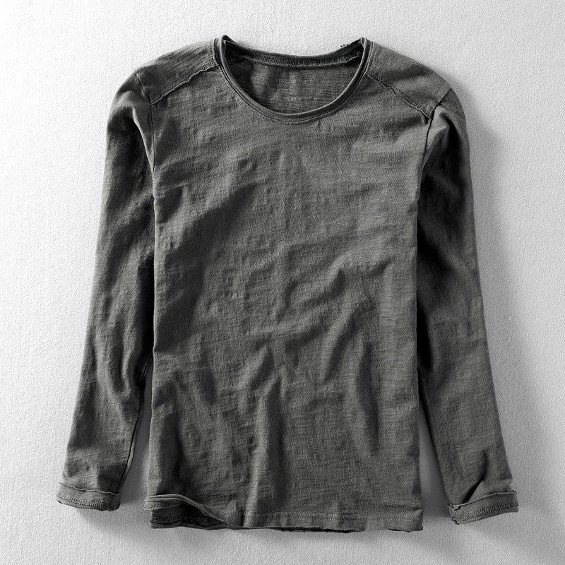 Hayden Men’s Long Sleeve Shirt – Japanese Organic Cotton with Minimalist O-Neck Design