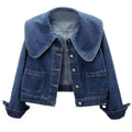 Maliya Women’s Denim Jacket – Cropped Fit with Oversized Collar