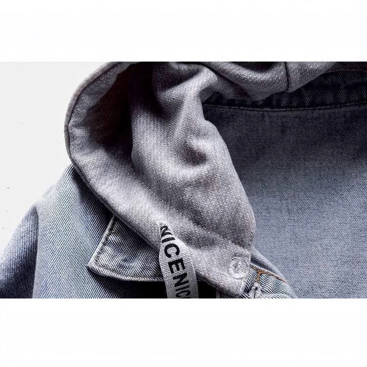 Bianca Women’s Hooded Denim Jacket – Organic Cotton with Streetwear Patchwork