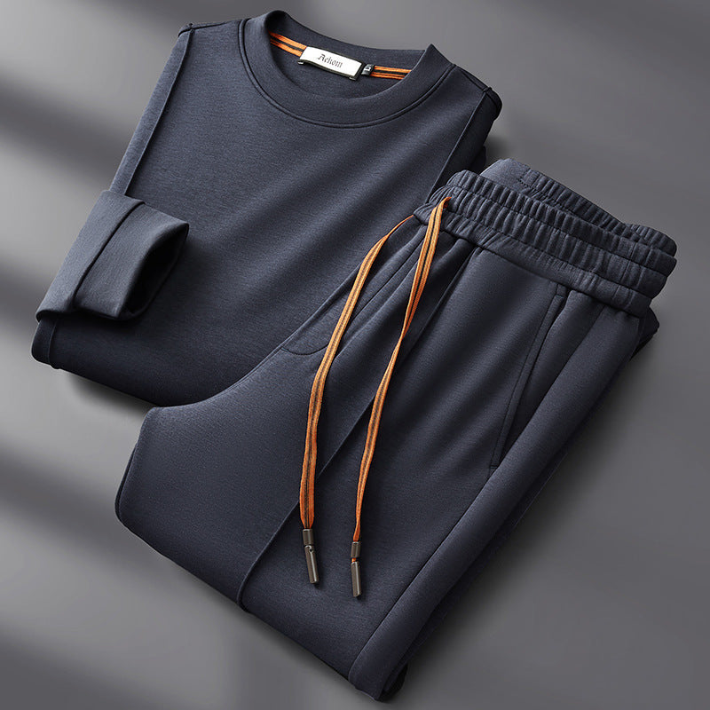 Loren Men’s Lounge Set – Cotton-Silk Crewneck Sweatshirt & Straight-Leg Pants