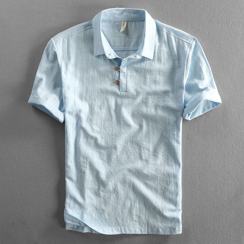 Henry Polo Shirt – Organic Cotton Linen Blend with Minimalist Collar