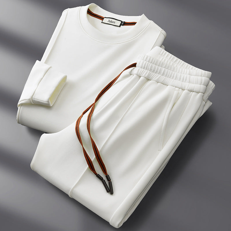 Loren Men’s Lounge Set – Cotton-Silk Crewneck Sweatshirt & Straight-Leg Pants