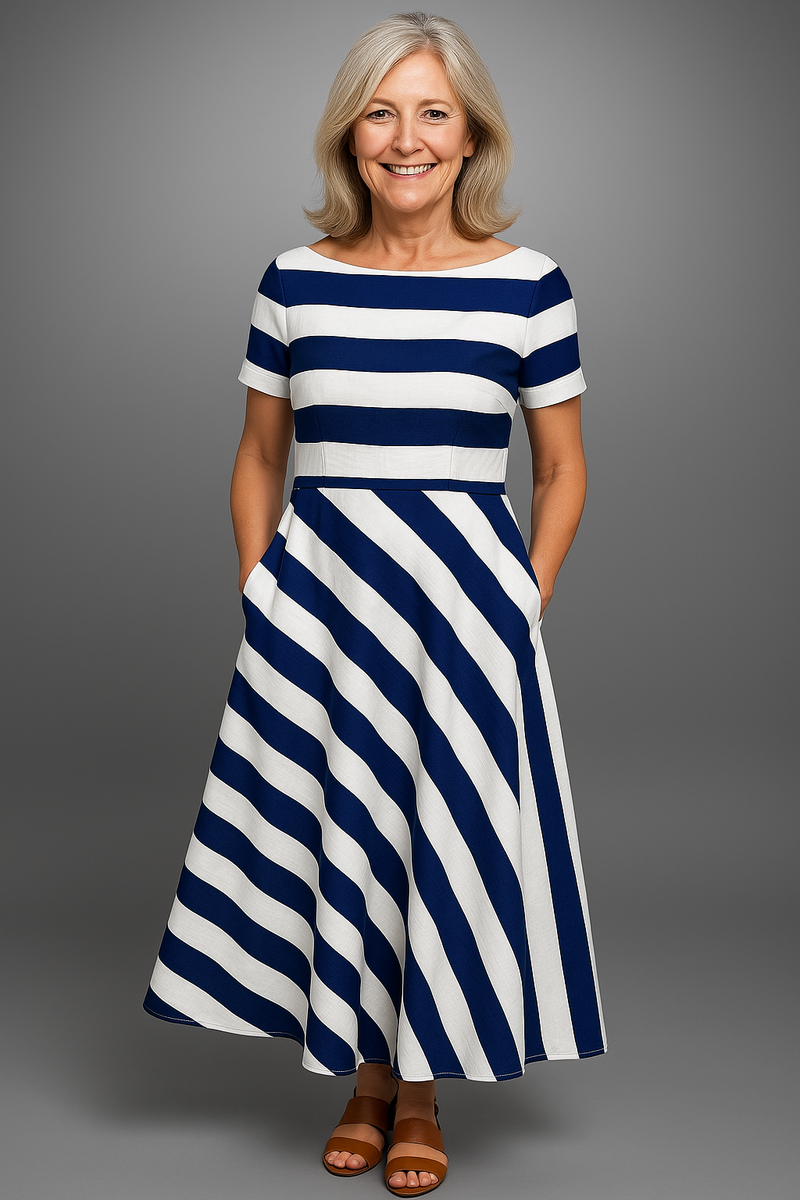 Marina Striped Cotton Maxi Dress – Handcrafted Summer Piece with Flowy Fit