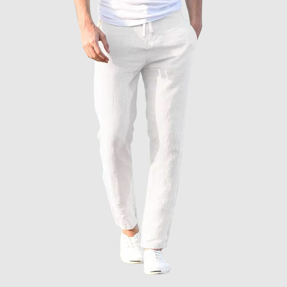 Luigi Straight-Cut Linen Pants – Men’s Linen Pants with Drawstring Waist