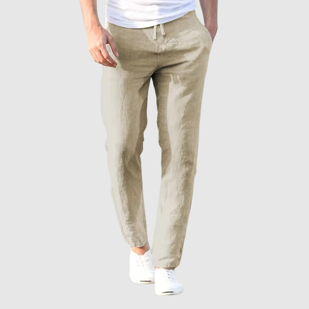 Luigi Straight-Cut Linen Pants – Men’s Linen Pants with Drawstring Waist