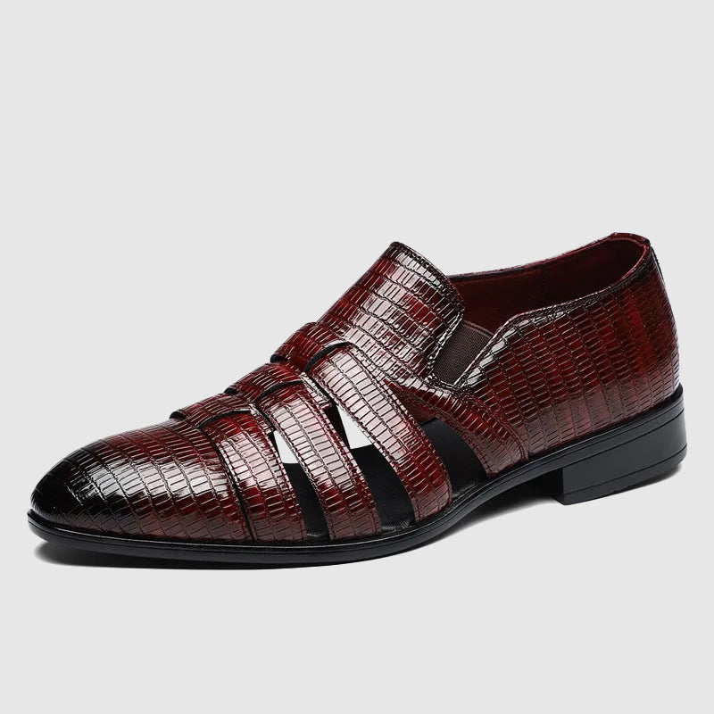 Barcelona Slip-On Sandals – High-Shine Vegan Leather Men’s Sandals