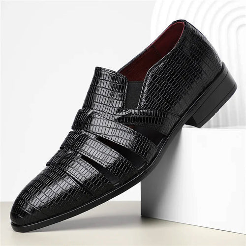 Barcelona Slip-On Sandals – High-Shine Vegan Leather Men’s Sandals