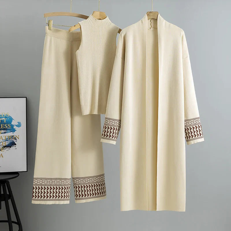Giuliana Women's 3 Piece Lounge Set – Soft Viscose Wide Leg Pants Cardigan and Top