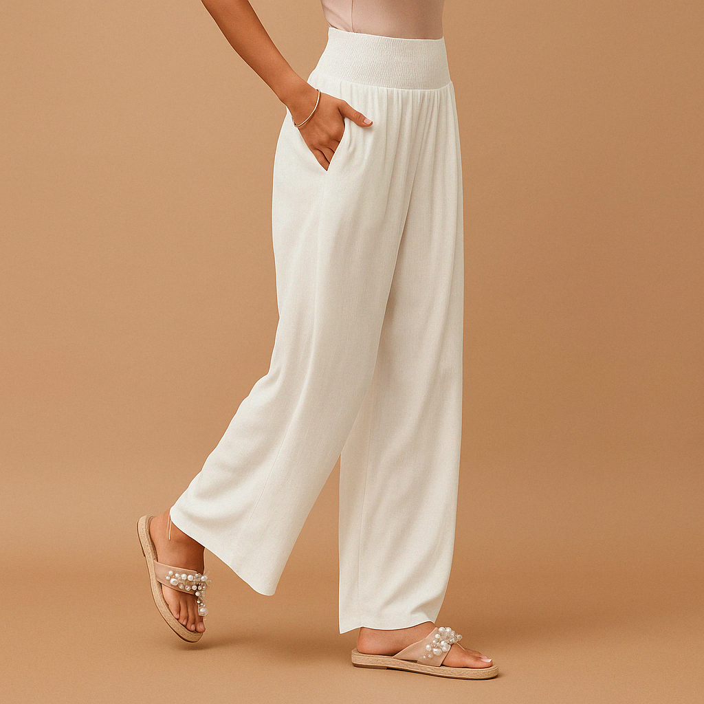 Lois Straight-Leg Trousers - Lightweight Elastic-Waist Pants for Breezy Summer Days