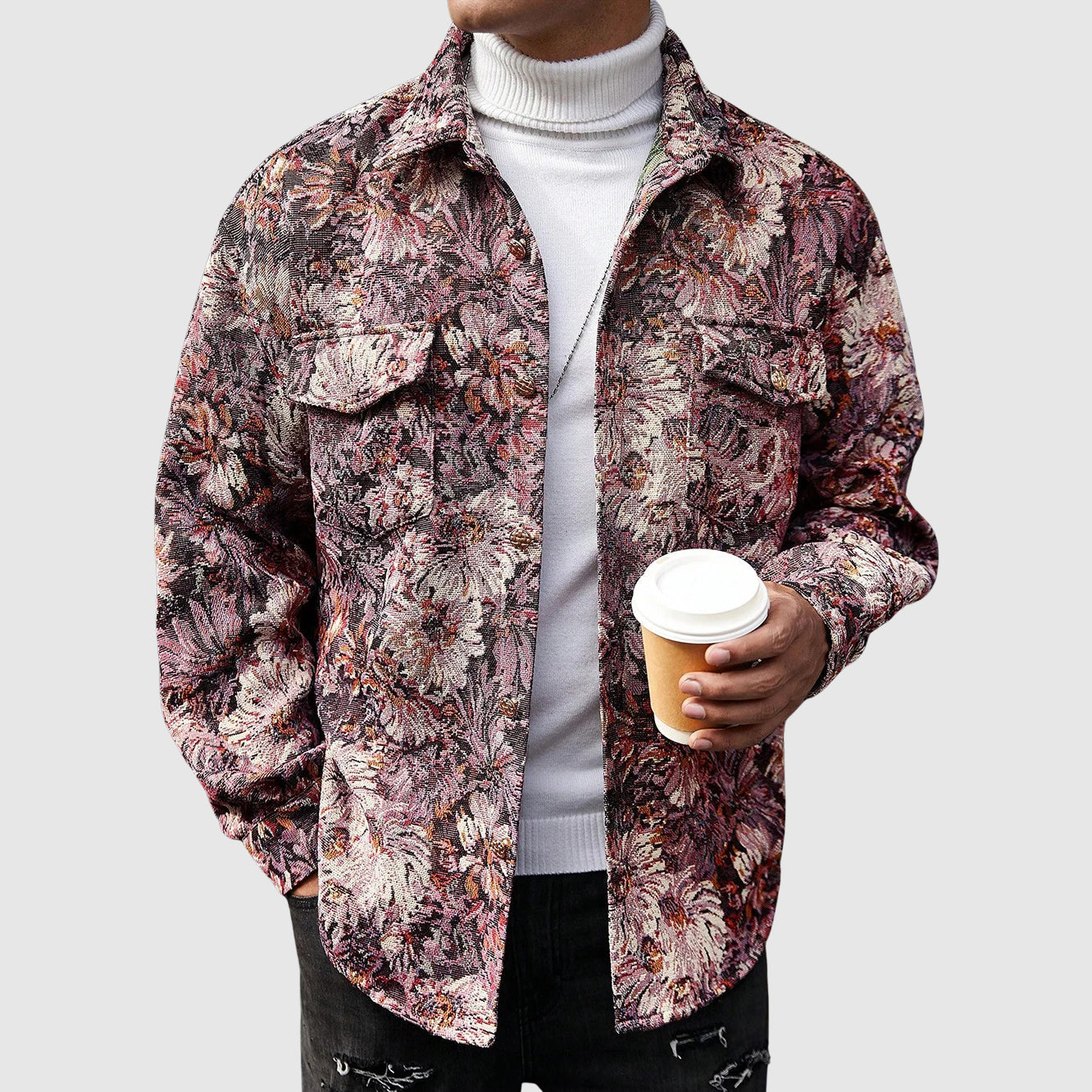Marco Floral Print Men’s Jacket – Lightweight Casual Outerwear