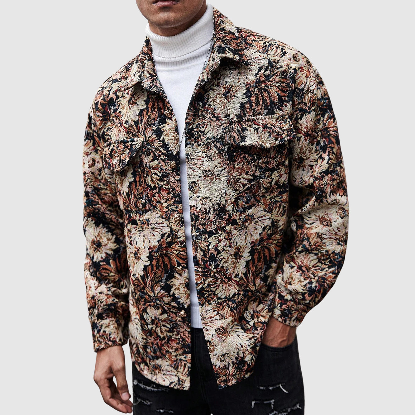 Marco Floral Print Men’s Jacket – Lightweight Casual Outerwear