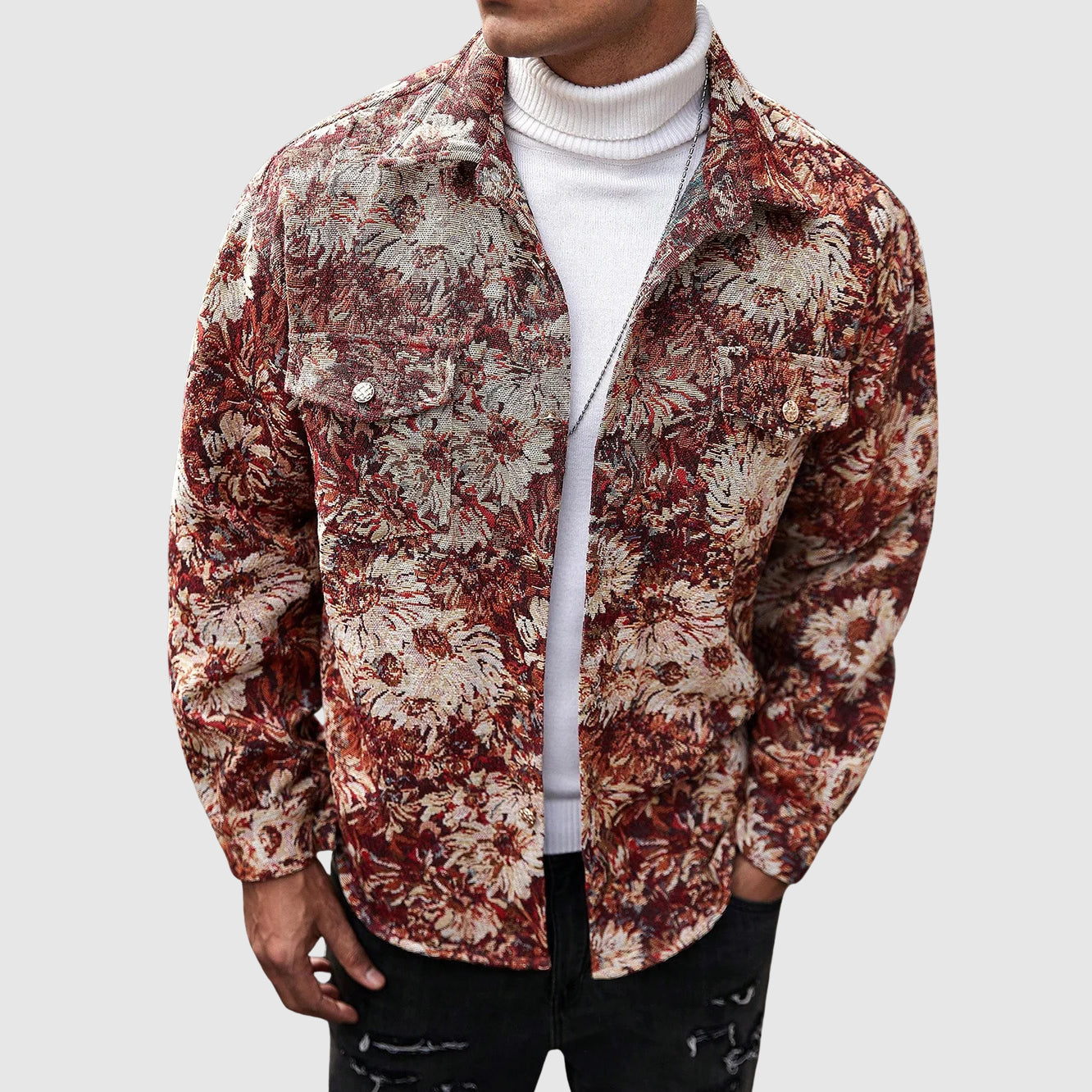 Marco Floral Print Men’s Jacket – Lightweight Casual Outerwear