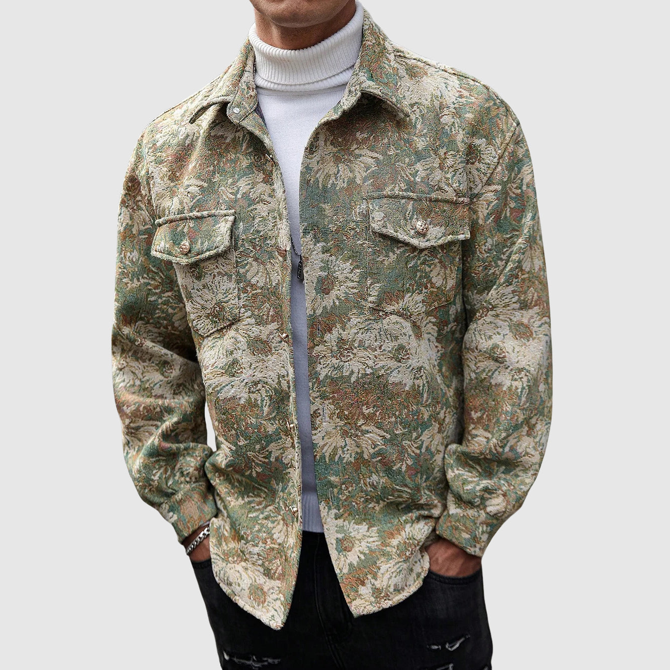 Marco Floral Print Men’s Jacket – Lightweight Casual Outerwear