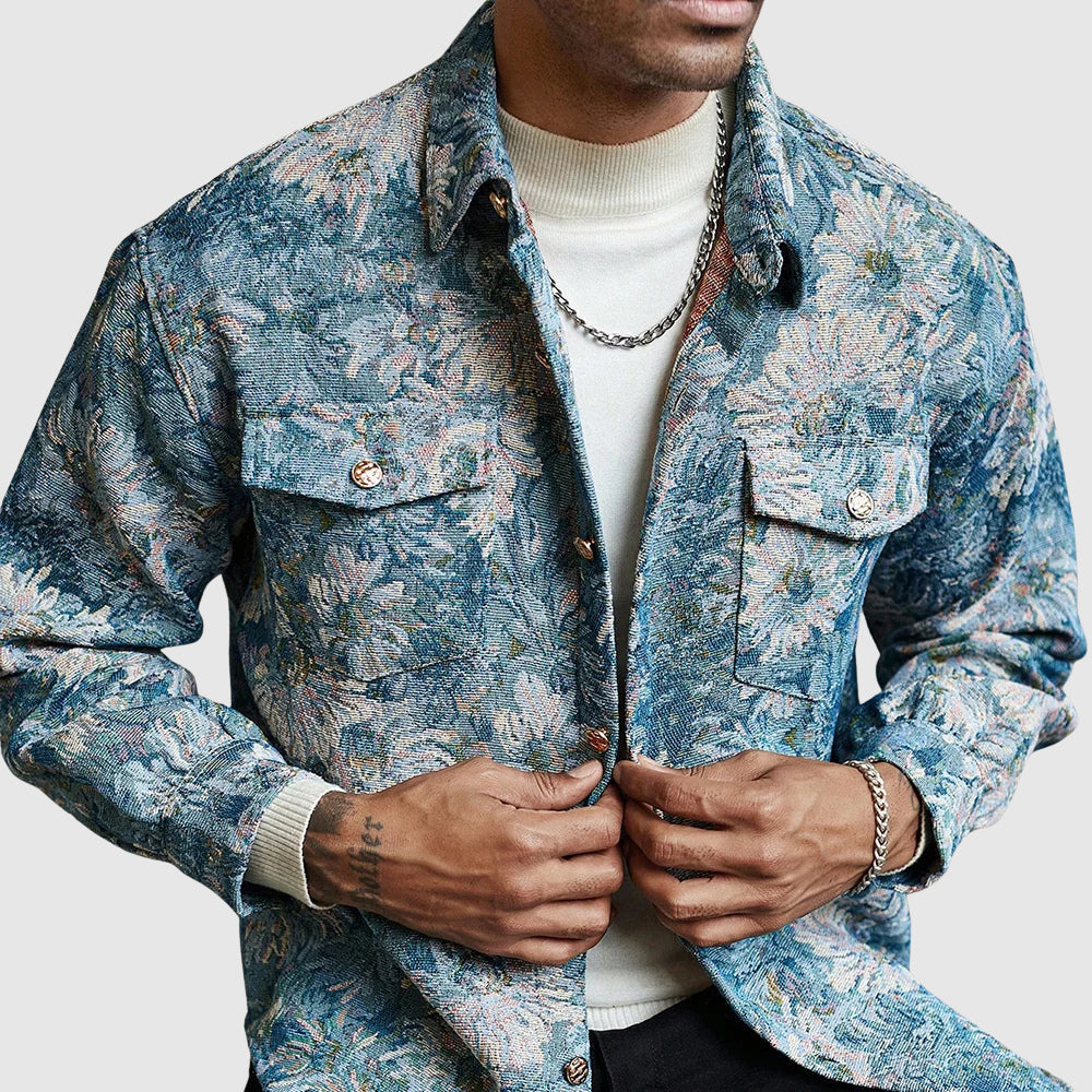 Marco Floral Print Men’s Jacket – Lightweight Casual Outerwear