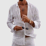 Matteo Long Sleeve Mens Linen Shirt – Relaxed Fit with Natural Wrinkle Texture