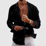 Matteo Long Sleeve Mens Linen Shirt – Relaxed Fit with Natural Wrinkle Texture