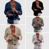 Matteo Long Sleeve Mens Linen Shirt – Relaxed Fit with Natural Wrinkle Texture