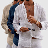 Matteo Long Sleeve Mens Linen Shirt – Relaxed Fit with Natural Wrinkle Texture