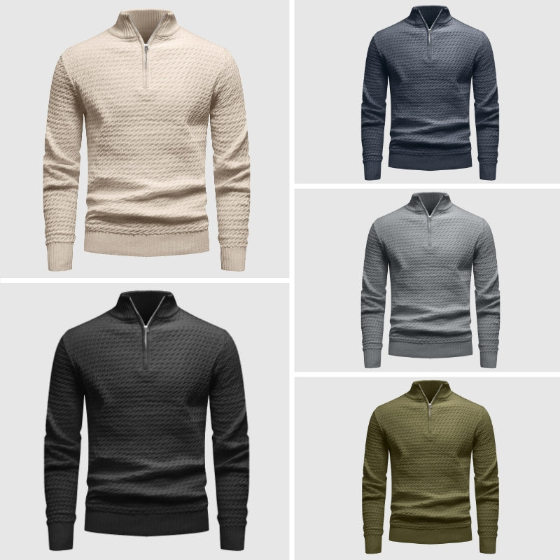 Madison Ridge Half-Zip Textured Knit Sweater