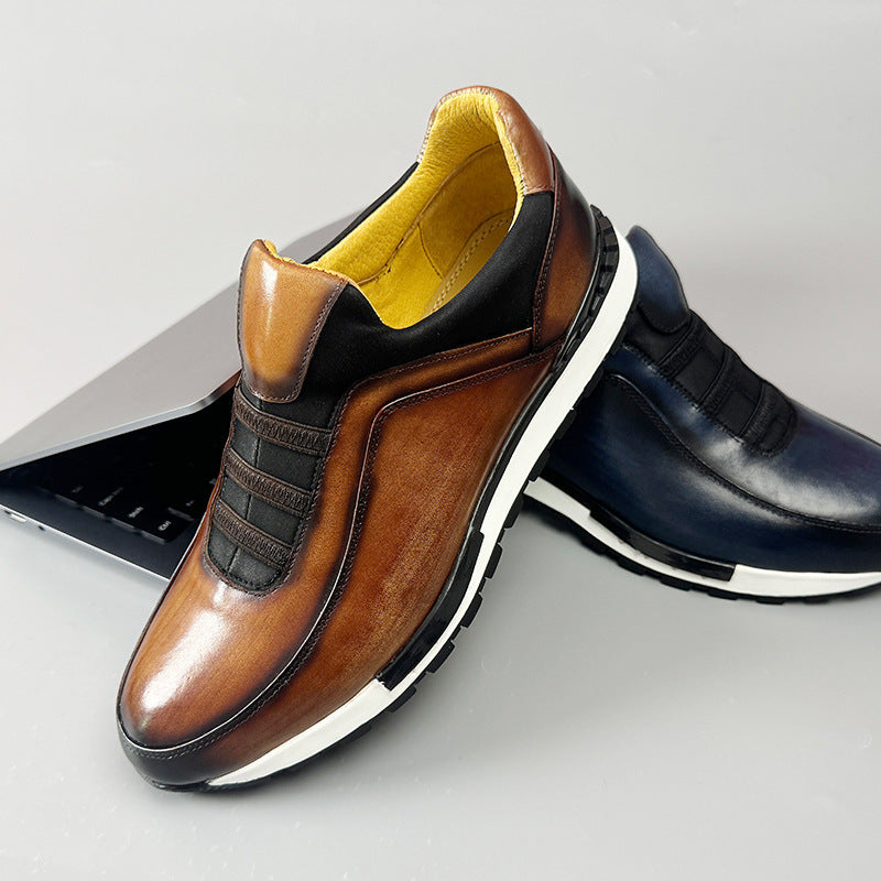 Hayden Genuine Leather Sneakers – Cushioned Streamlined Casual Lace-Up Shoes