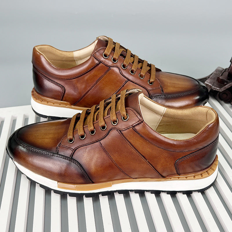 Eric Genuine Cowhide Leather Slip-On Sneakers – Breathable Casual Comfort Shoes