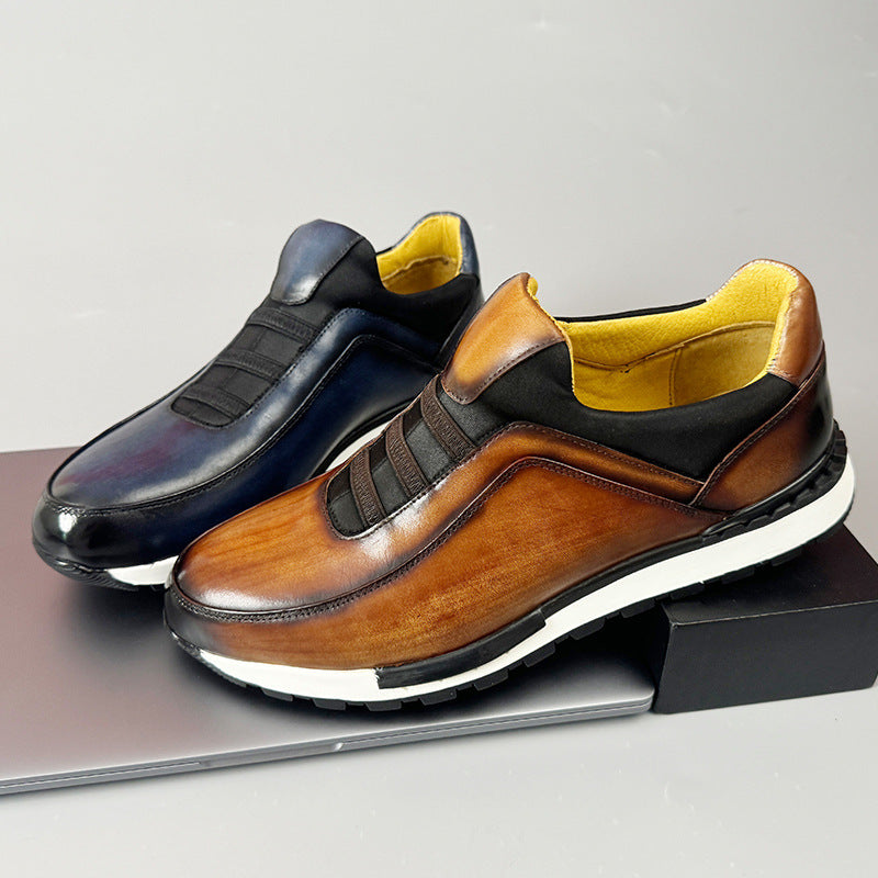 Hayden Genuine Leather Sneakers – Cushioned Streamlined Casual Lace-Up Shoes