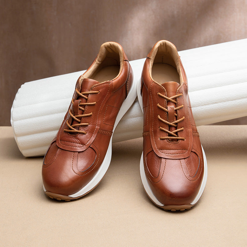 Westfield Italian Cowhide Leather Sneakers — Hand-Stitched Cushioned Casual Footwear