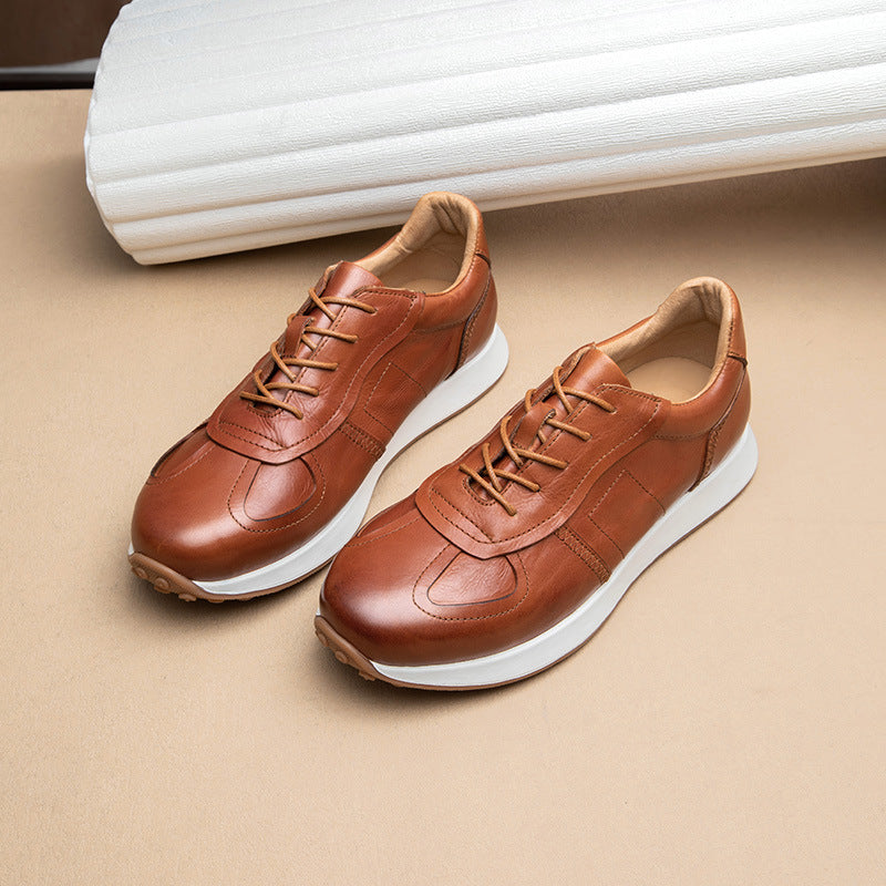 Westfield Italian Cowhide Leather Sneakers — Hand-Stitched Cushioned Casual Footwear