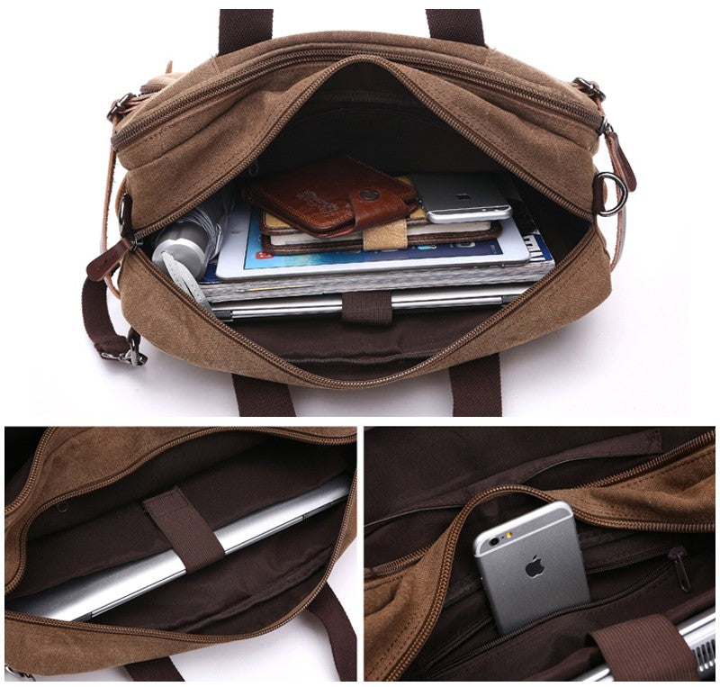 Morrison Men’s Travel Briefcase – Durable Canvas Laptop Bag with Organised Business Storage