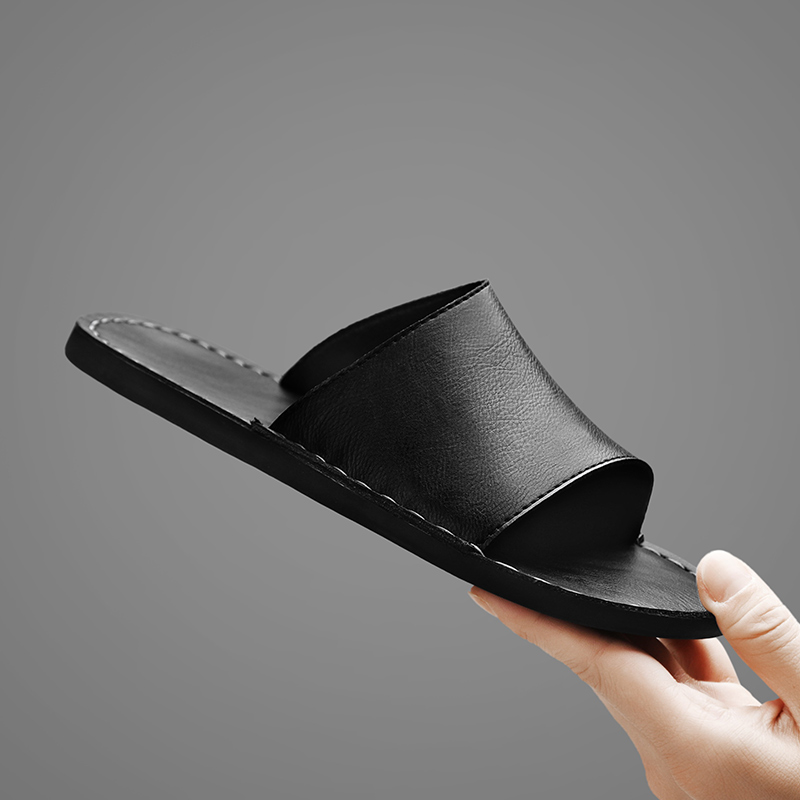 Romeo Genuine Leather Slide Sandal – Hand-Sewn Cushioned Summer Footwear