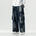 Dawson Men’s Cargo Pants – Patchwork Denim with Contrast Stitch & Relaxed Fit