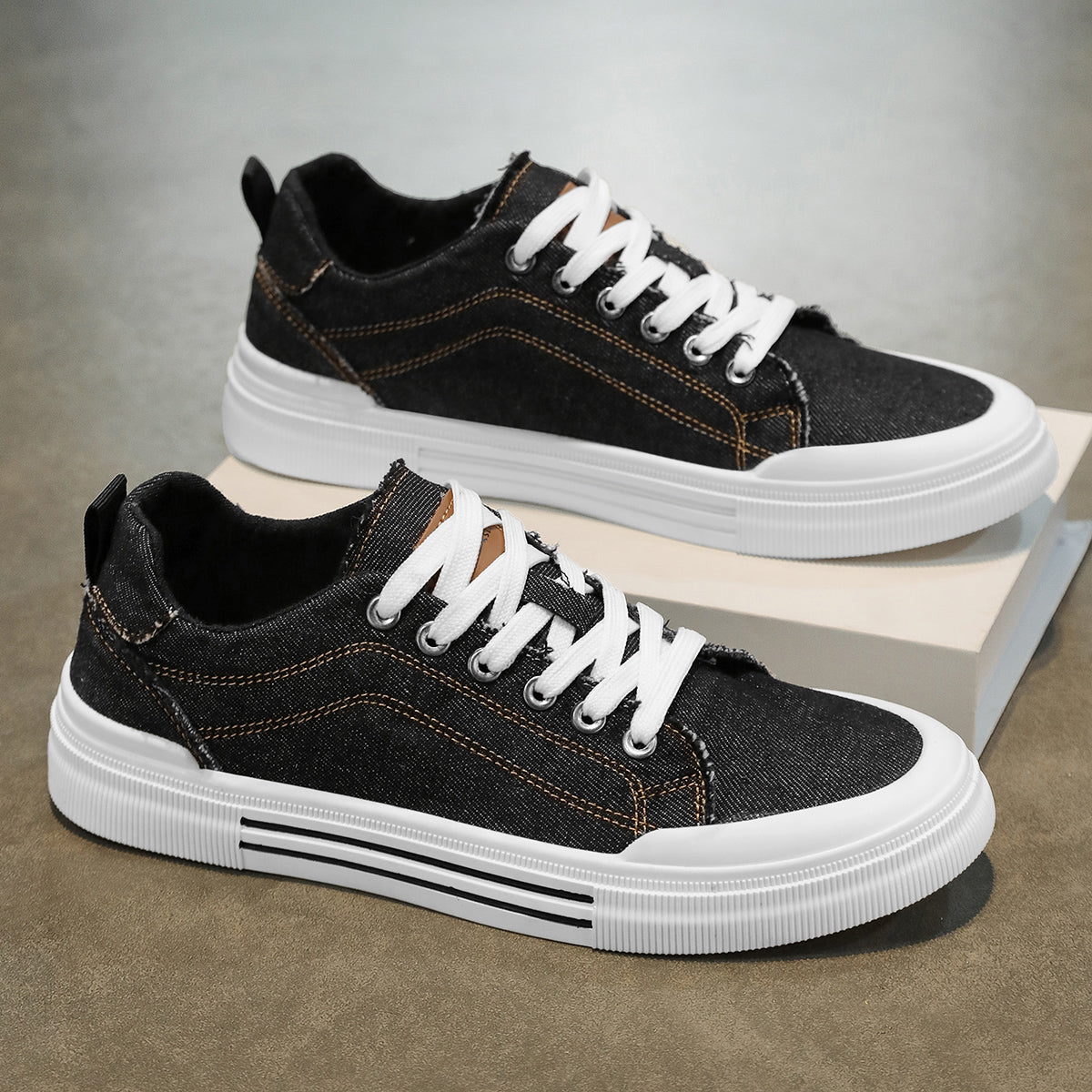 Santino Washed Denim Men's Sneakers – Cushioned Casual Support Shoes