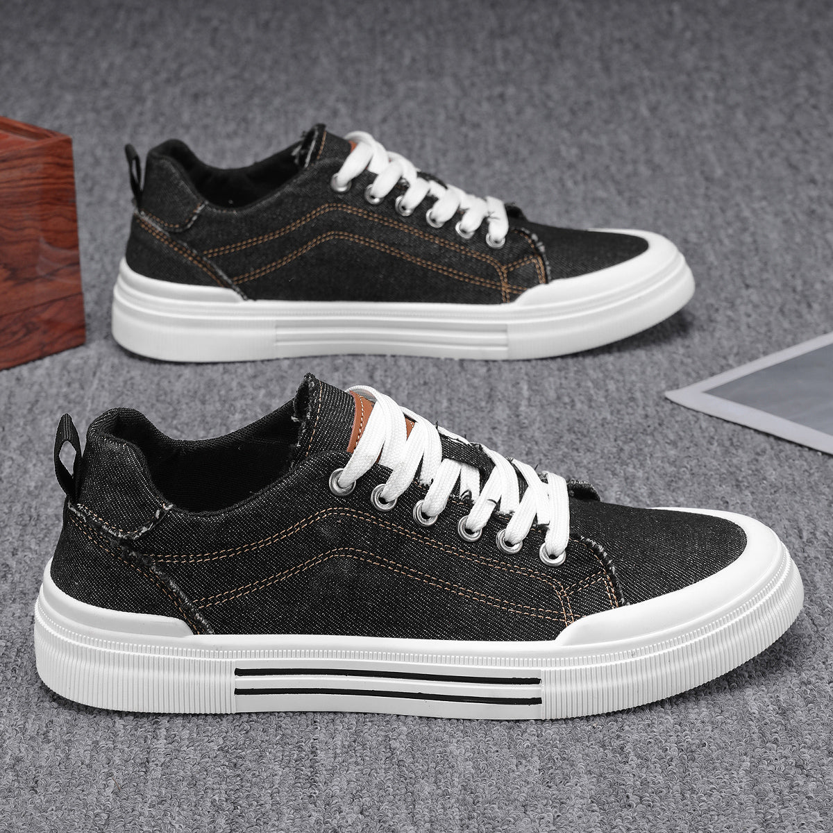 Santino Washed Denim Men's Sneakers – Cushioned Casual Support Shoes