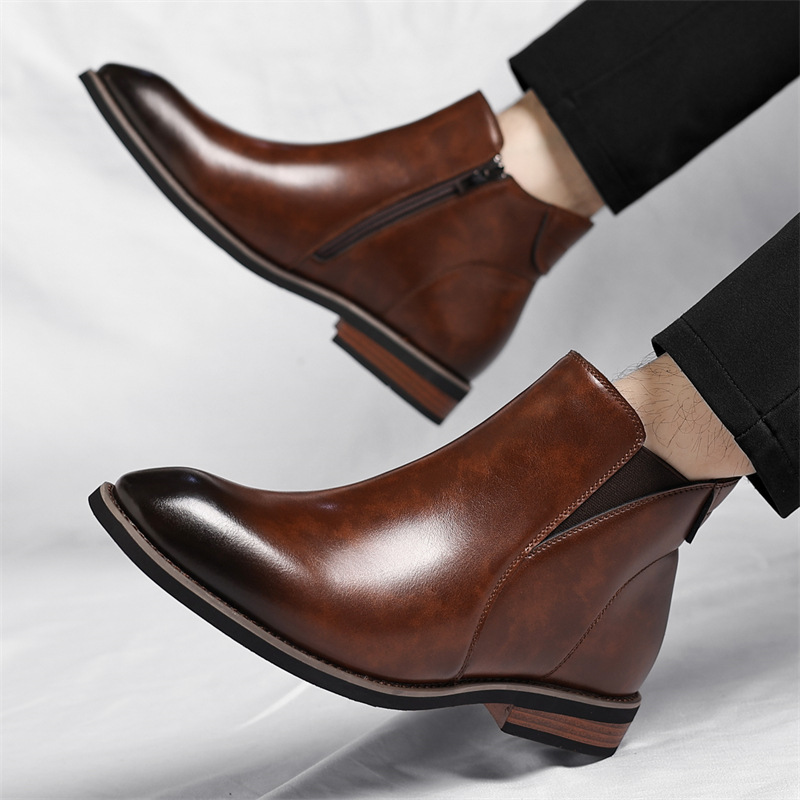 Caleb Men’s Chelsea Boots – Genuine Leather Slip-On Boots with Cushioned Insole
