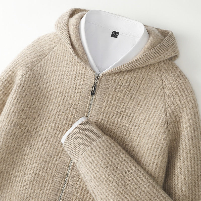 Luciano Men’s Cashmere Hooded Jacket – Lightweight Luxury Zip Sweater