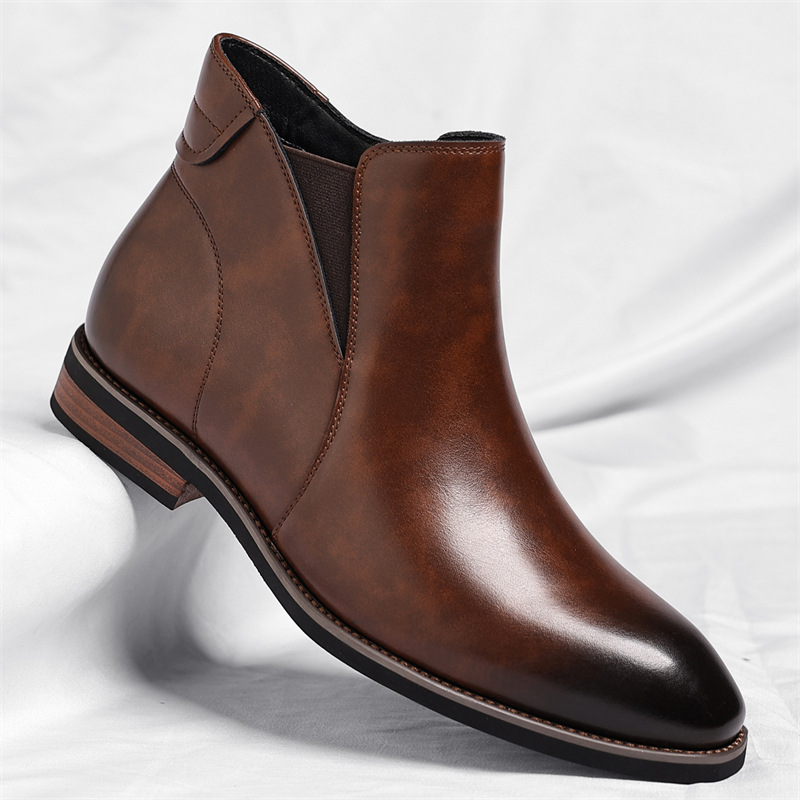 Caleb Men’s Chelsea Boots – Genuine Leather Slip-On Boots with Cushioned Insole