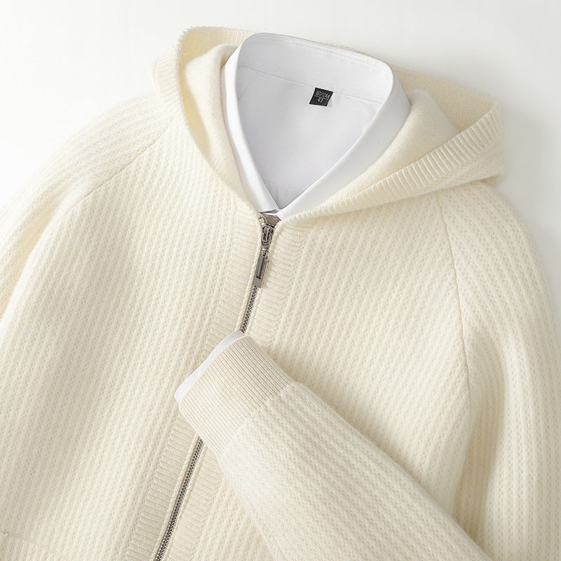 Luciano Men’s Cashmere Hooded Jacket – Lightweight Luxury Zip Sweater