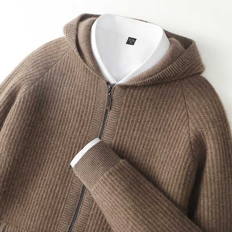 Luciano Men’s Cashmere Hooded Jacket – Lightweight Luxury Zip Sweater