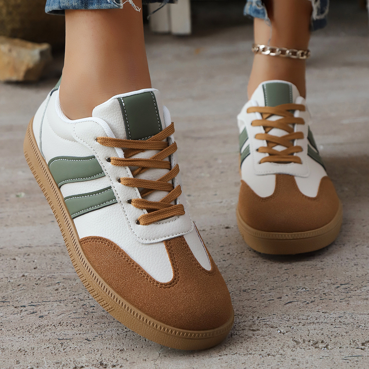 Geneva Women's Trainer - Retro-inspired Lightweight Leather & Suede Sneakers